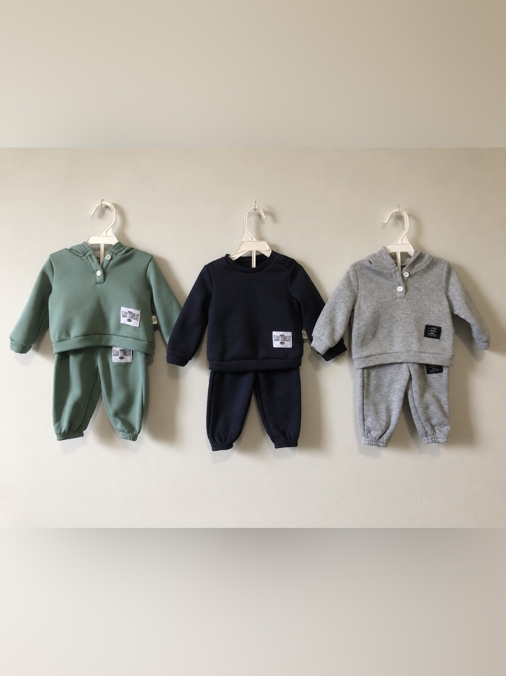 SHEIN Kids Jogger Set in Green, Navy & Gray